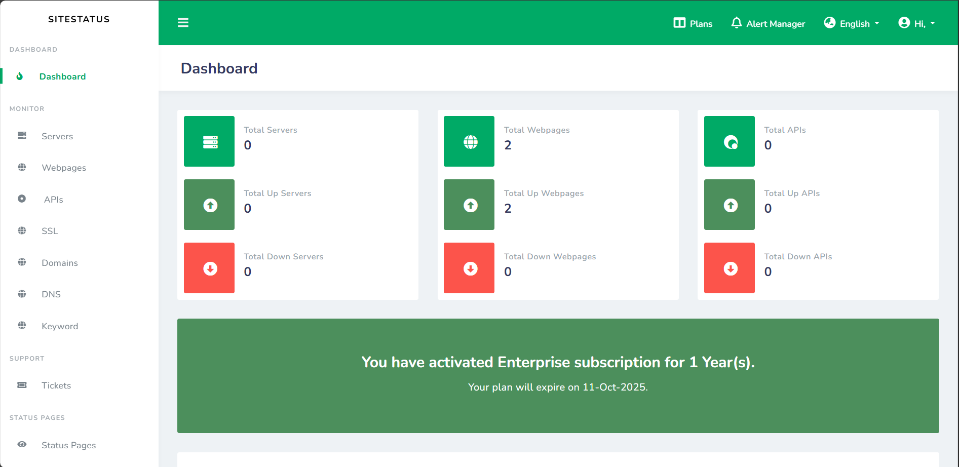 SiteStatus Dashboard